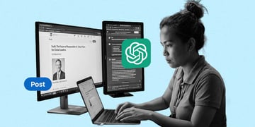 A Filipino worker using ChatGPT to write a LinkedIn post on behalf of an executive