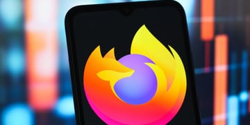 Mozilla Firefox logo on black smartphone screen