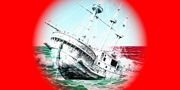 pirate ship that is sinking