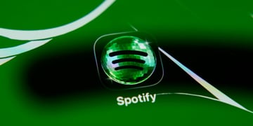 spotify app green logo, green background, three black stripes, disco ball-like reflective