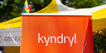 Information technology infrastructure provider Kyndryl (USA) booth at Tokyo Rainbow Parade 2023.