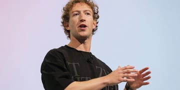 Meta CEO Mark Zuckerberg delivering a speech, gesticulating