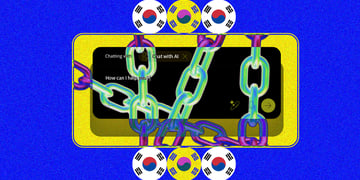 AI chat window wrapped in chains