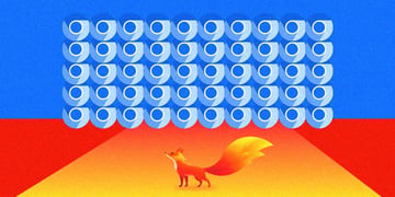 Firefox fox next to Google Chrome logos.