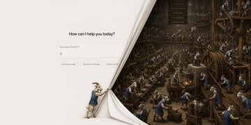 Chat GPT interface, with goats behind the veil doing work in the background.