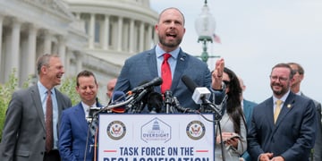 David Grusch speaking on Capitol Hill.