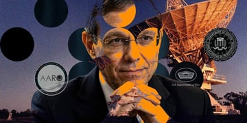 Avi Loeb at the center of various infographic orbs.