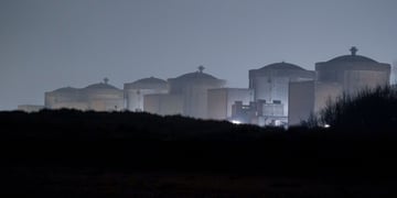 A nuclear power station in the mist.