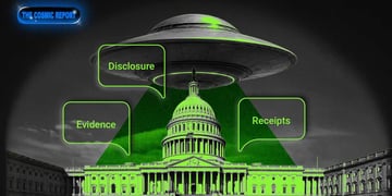A UFO with various category bubbles flying above Capitol Hill.