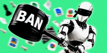 An AI robot with a hammer, moderator.