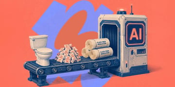 A toilet, seasoning, and fibre-glass coming off an AI conveyor belt.