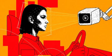 Driver in a car with camera