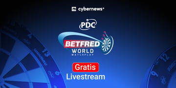 Darts World Matchplay Logo, Gratis-Livestream, blau-schwarz 