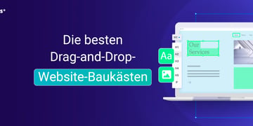 Laptop Bildschirm mit Drag & Drop-Baukasten, blau