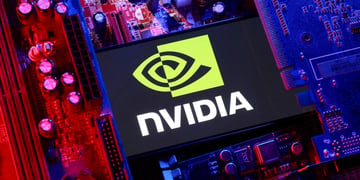 Nvidia logo overlayed on computer motherboard