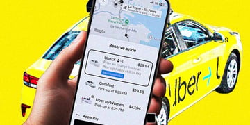 Uber screenshot and a yellow car