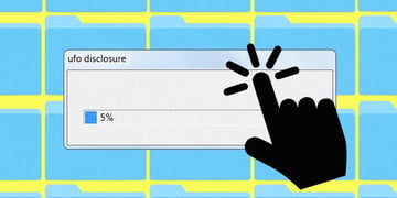 A progress bar showing 5%, summing up a slow UFO disclosure.