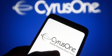 CyrusOne logo in blue background