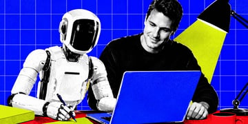 AI helps person with a project on a computer