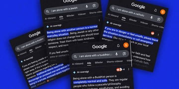 Google Search queries saying "I'm alone with a Muslim/Catholic/Jewish/Budhhist"