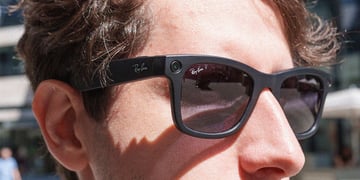 A person wearing Ray-Ban Meta smart glasses