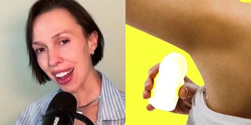 Deana Burke; a person applying a deodorant