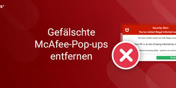 Fake McAfee Pop-up, Fehlermeldung, roter Hintergrund