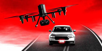Flock's Drone as First Responder filming a moving car