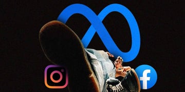 Meta, Instagram and Facebook logo with a teenager
