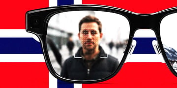 Ray-Ban Meta smart glasses, the Norwegian flag, concept of facial recognition