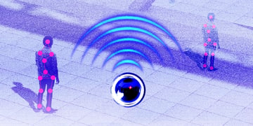 A large WiFi, two people recognized via camera