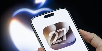 The Apple iOS 27 logo. Cheng Xin via Getty Images.