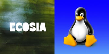 The logos of Ecosia Search Engine and Linux operating system