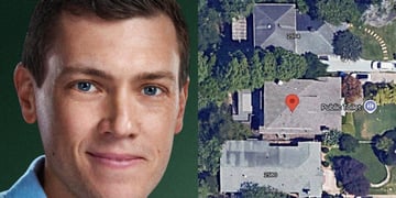A collage Flock CEO's portrait and house on Google Maps.