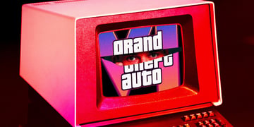 A vintage computer screen depicting GTA 6 imagery.