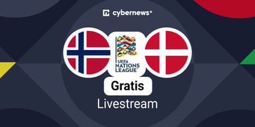 Nations League-logo med teksten »gratis livestream«, Norge mod Danmark, 24. september 2026