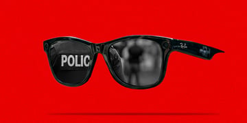 Meta Ray-Ban smart glasses, a reflection of a police vest