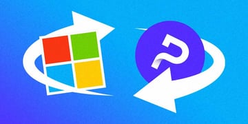 The logos of Microsoft and Proton