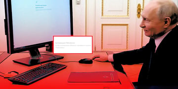 Russia's president Vladimir Putin casts an online vote