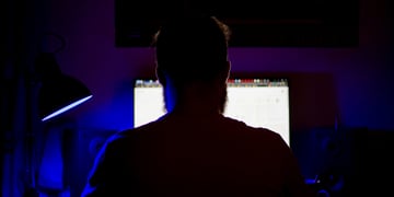 sketchy looking man computer