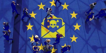 passengers, european flag, skull in the background