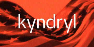 Kyndryl logo with American flag in the background.