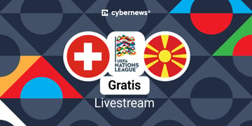 Flaggen der Schweiz und Nordmazedoniens mit dem Schriftzug Gratis-Livestream