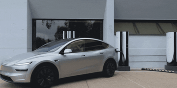 Tesla in a charging station