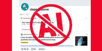 A "No AI" stamp on a Reddit open source forum.