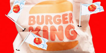 Burger King logo on wrap up paper with Japanese flags