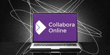 An opened laptop with the logo of Collabora Online