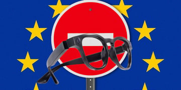 EU flag with a smart glasses and street sign