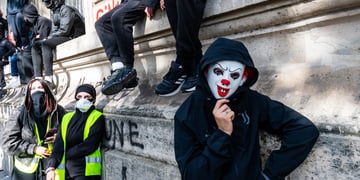 A group of protesters in Paris, France