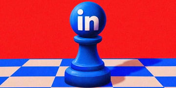 A chess figure with a LinkedIn logo on a chessboard